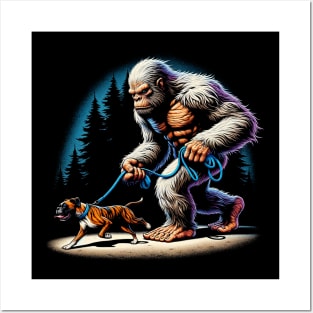 Heartfelt Bigfoot Walking Dog for Boxer Dog Enthusiasts Posters and Art